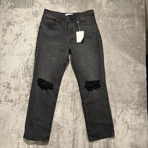 KANCAN Dixon Ultra‎ High Rise 90's Boyfriend Jeans Sz 30 Black Distressed New